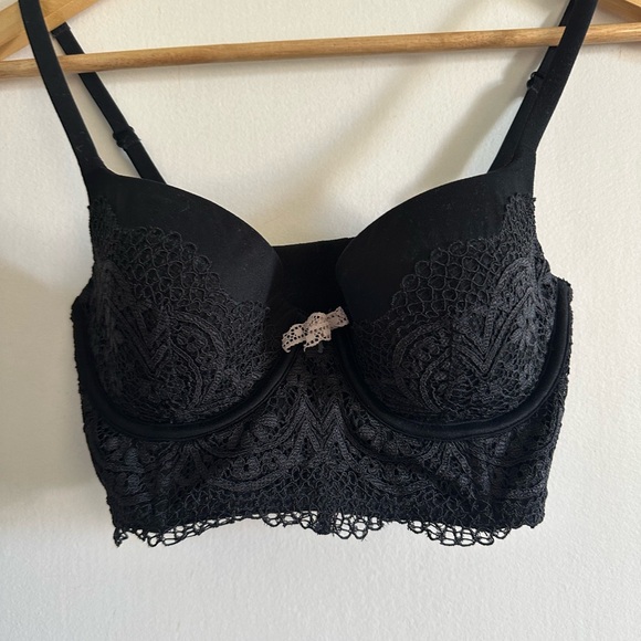 Victoria’s Secret Black Body by Victoria Lined Demi Lace Overlay Bra size 34C - Picture 3 of 6